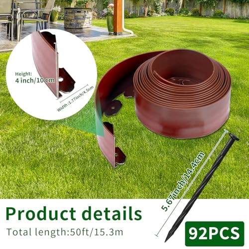 Landscape Edging 4in Garden Edging Borders No Dig 50ft (50 Foot)