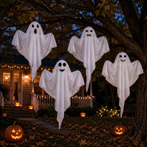 Kiddokids 4 Pack Halloween Hanging Ghosts (4 Count)