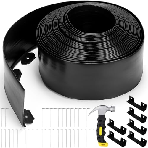 6 Inch Tall 66 ft Length Landscape Plastic Edging Kit with Hammer Spikes Plastic Garden Flower Bed Edging Landscape Border for Gardens Border Grass Yard Lawn