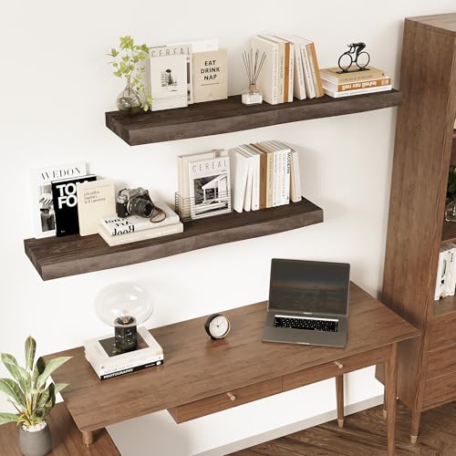 Wood Floating Shelves Live Edge 32” Set of 2 (2 Count)
