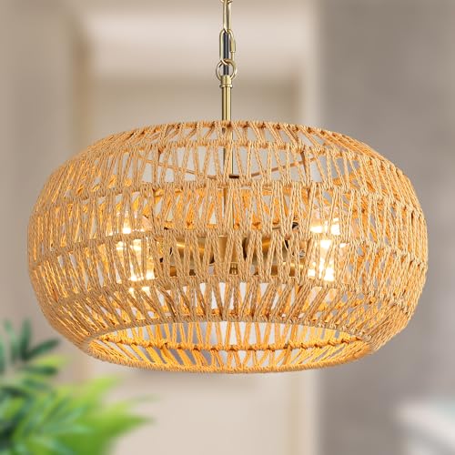 Rattan Pendant Light 4 Light Modern Chandelier
