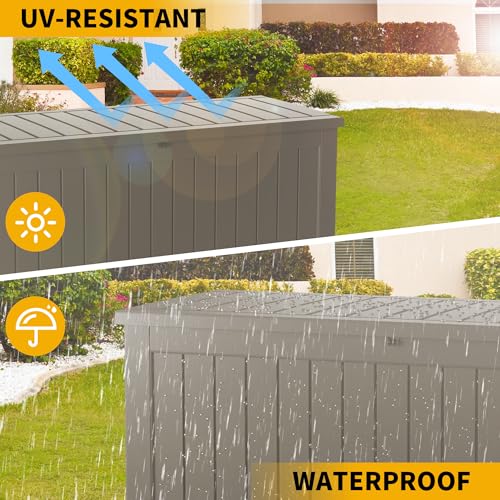 200 Gallon Outdoor Storage Box Waterproof Lockable Resin Deck Box Large