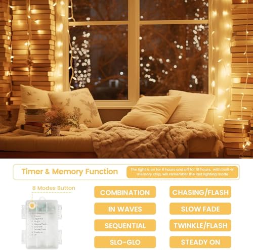 4 Pack 200 LED Battery Operated String Lights