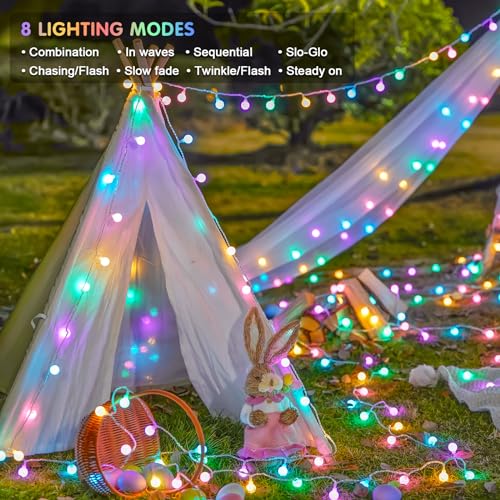 33ft 100 LED Globe Easter Lights Battery Operated with Remote