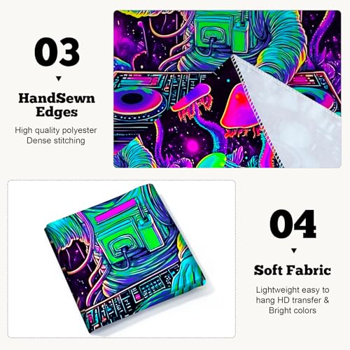Blacklight Space Astronaut Tapestry UV Reactive Galaxy Planet Glow in Dark Tapestries Black Light Poster Neon Wall Hanging Art for bedroom Living Room