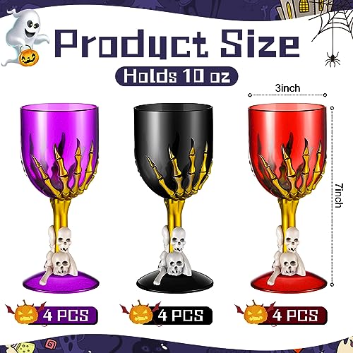 12 Pcs Halloween Skull Claw Goblet Wine Cup 10 oz Gothic Skull Wine Goblet Skeleton Design Cup Creepy Claw Mug for Halloween Party Bar Fancy Haunted House Martini Drinking KTV Store (12 Count)