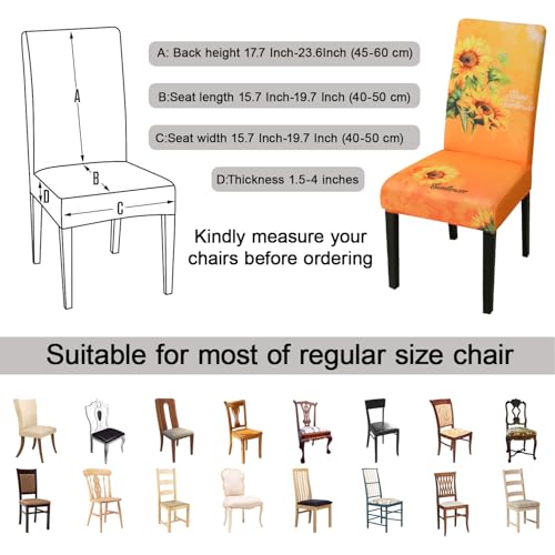 Sunflower Chair Covers for Dining Room Set of 6
