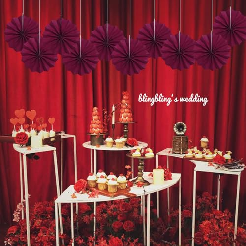 Burgundy Party Decorations Wine Red Hanging Paper Fans Bulk 8in DIY