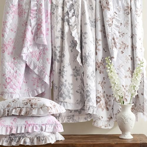 Khaki Ruffled Quilt Queen Size with 2 Pillow Shams