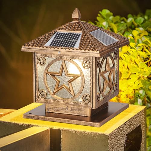 Solar Post Lights for Outdoor LED Remote Deck Fence Cap Lamp Post Lanterns