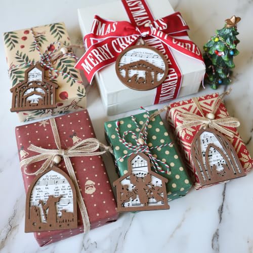 18 Pieces Sheet Music Nativity Scene Christmas Tree Ornaments Set (18 Count)