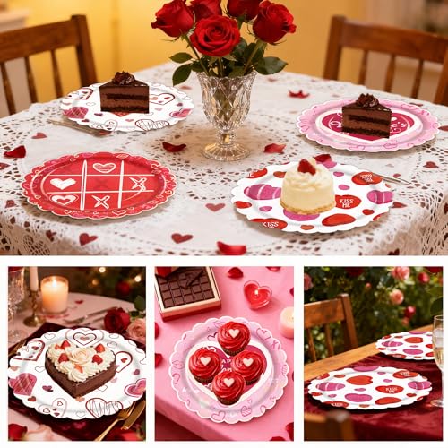 48PCS Happy Valentine's Day 7inch Paper Plates (48 Count)