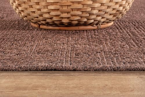 Indoor and Outdoor Runner Rug Brown Solid Boho Woven Design Easy (14 Sq Ft)