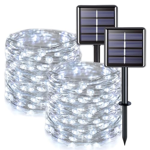 2 Pack Solar String Lights Outdoor Total 66FT 200LED Fairy Lights (2 Count)