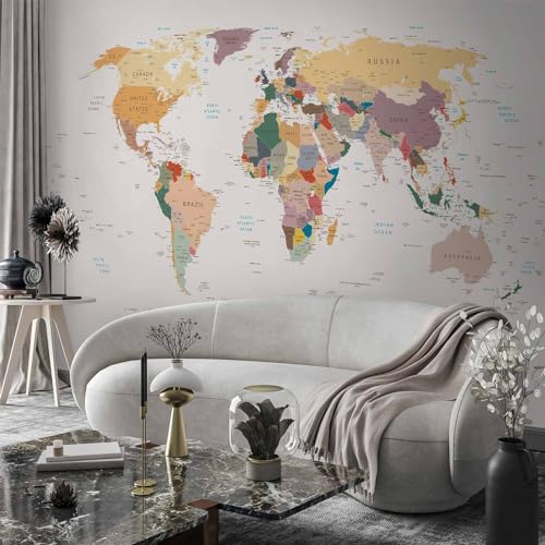 Wall Mural World Map 177x124 in (152.63 Sq Ft)