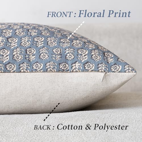 Long Floral Print Lumbar Throw Pillow Covers 14×36 Dusty Blue (2 Count)