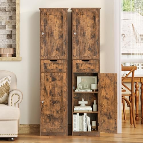 66.9" Tall Bathroom Storage Cabinet with 2 Doors & 1 Drawer