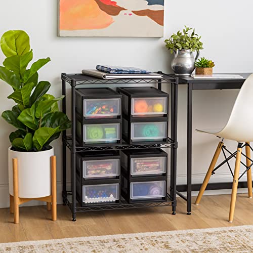 8-Pack, 6 Qt. Small Stacking Drawer Storage Organizer, Black (8 Count)