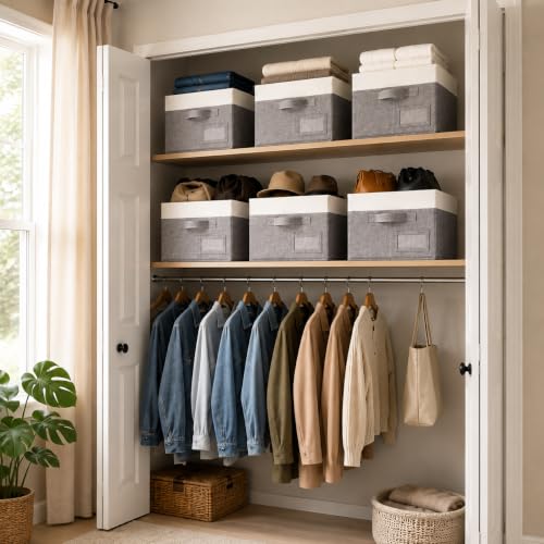 Closet Shelf Baskets with Label (3 Count)