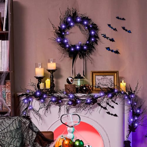 16inch LED Halloween Wreath with Battery Timer