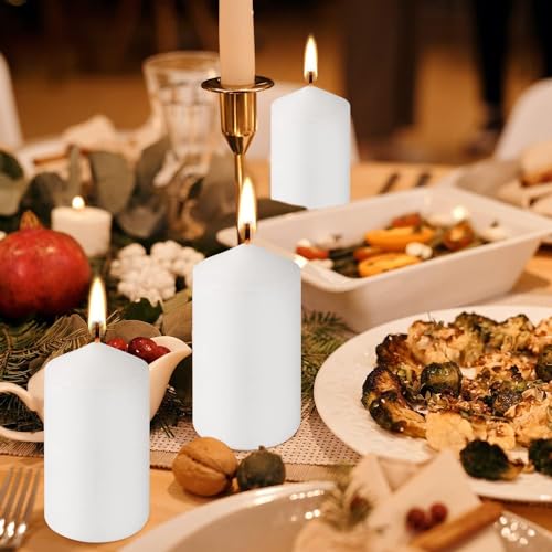 20 Pcs Bulk Long Burning Wax Pillar Candles 2" x 4" Dripless Unscented Smokeless for Wedding Party Spa Lantern Fireplace Home (20 Count)