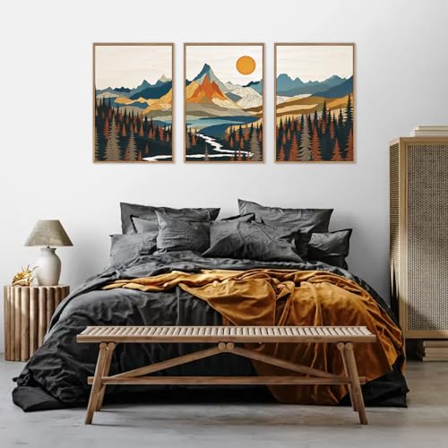 Large Sunset Mountain Framed Wall Art