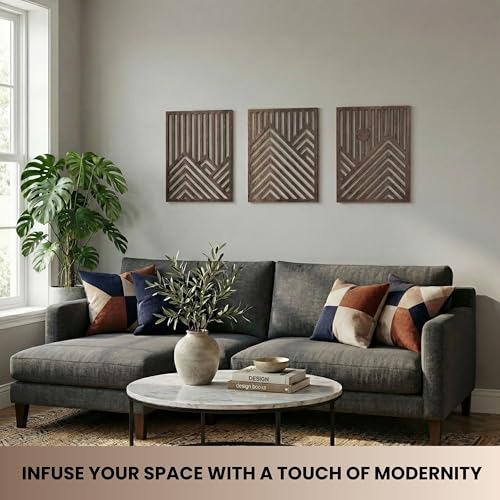 Modern Wooden Wall Sculptures (3 Count)