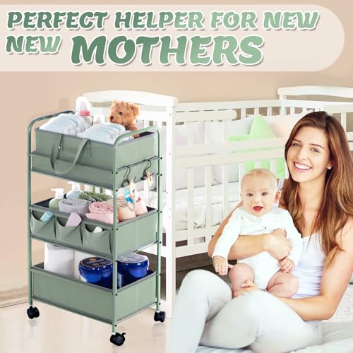 2in1 Baby Diaper Caddy Organizer Cart Bedside Rolling Cart (2 Count)