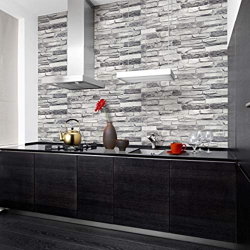 GRAZPG7117 Grey Faux Stone PVC 3D Wall Panel (5.3 Sq Ft)