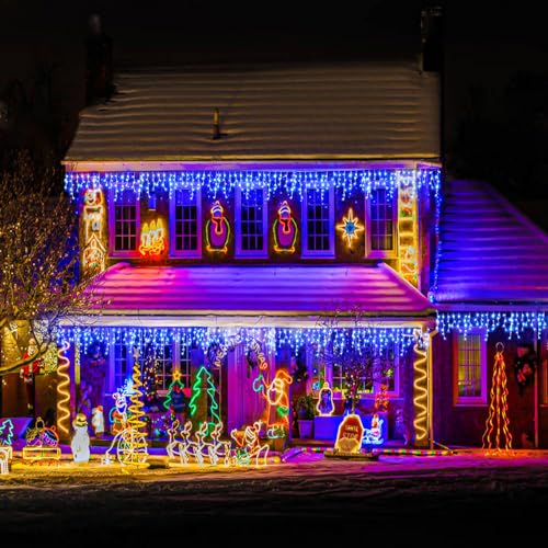 Blue Christmas Lights Outdoor 66ft 640LED Icicle Lights for Outside House