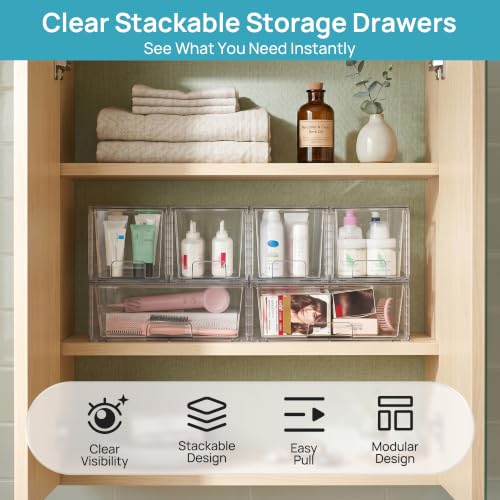 Clear Stackable Storage Drawers (4 Count)