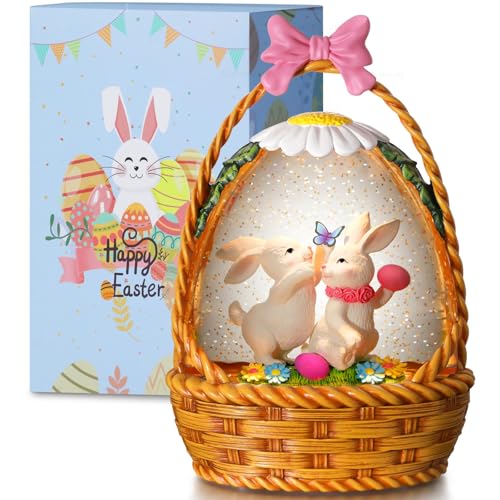 Easter Snow Globe Bunny Snow Globe Basket with Timer