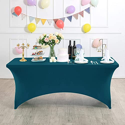 Spandex Table Cover for 6Ft or 4fT or 8ft Table Universal Fitted Stretch Tablecloth for Party