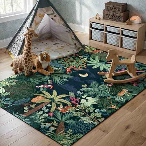 Midnight Jungle Kids Room Rug (35 Sq Ft)