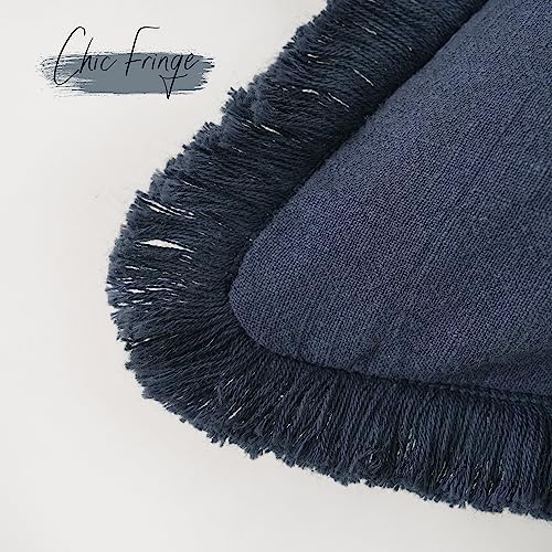 Decorative Linen Fringe Throw Pillow Covers 20×20 Inch (2 Count)