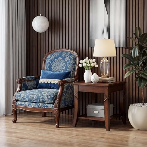 Solid Wood End Table with Storage Shelf
