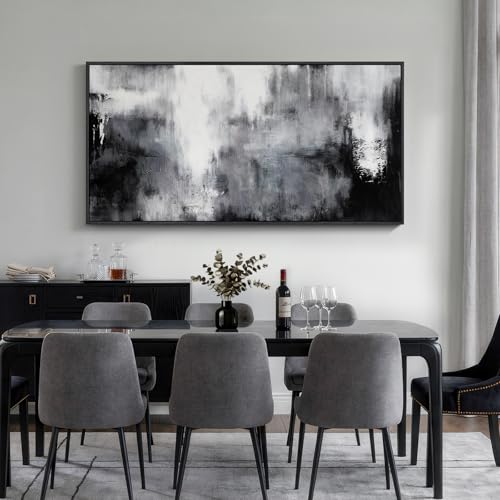 Large Framed Black and White Abstract Wall Art for Living Room