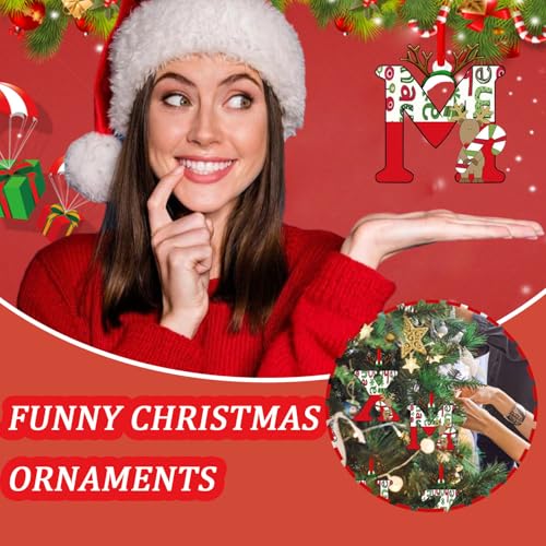 14 Pcs Christmas Ornaments Cute 2D Acrylic Merry Christmas Alphabet Christmas Decorations for Tree with Elk Hat Design Hanging Ornaments DIY Decor for Home Winter Party Holiday