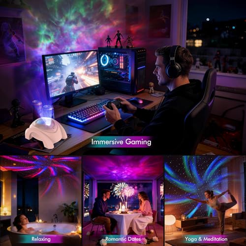 Dual Lens Galaxy Star Aurora Projector Night Light for Bedroom