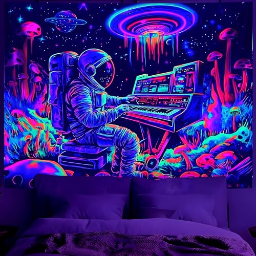 Astronaut Space Blacklight Tapestry 90"x70"