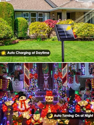 Solar Christmas Lights Outdoor 6 Pack 198FT 600LED String Lights Multicolor (6 Count)