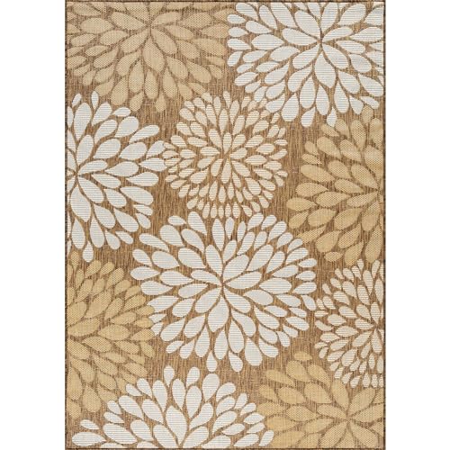 Outdoor Rug 8x10 Modern Exotic Tropical Leaf Area Rugs for Indoor and Outdoor Patio Deck Porch Garden Water Resistant Washable Outside Carpet