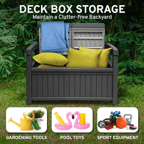 2 Seat Outdoor Storage Bench with Rain Cover