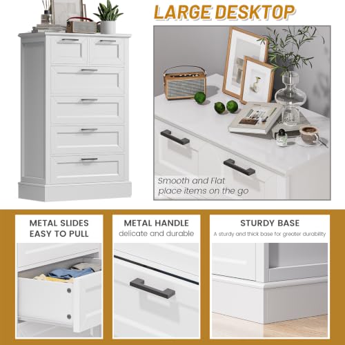 Odeekea White Dresser with 6 Drawers
