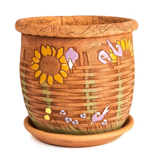 Ceramic Pot with Drainage Hole and Saucer