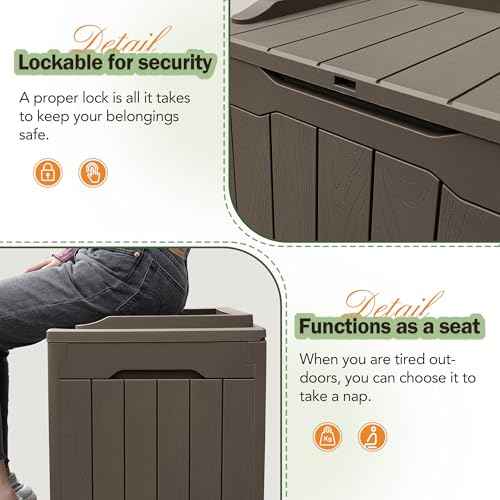 31 Gallon Resin Deck Box All Weather Outdoor Storage Boxes for Patio Furniture Set