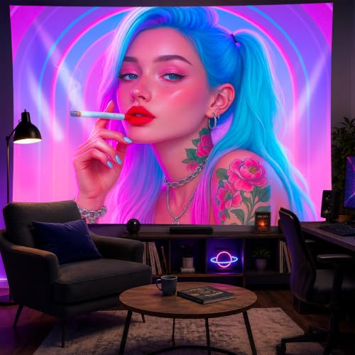 Black Light Tapestry 78x59 Inch Emo Y2K Room Decor