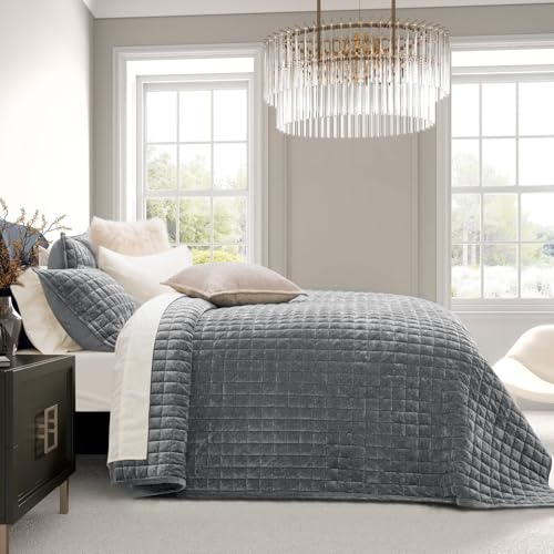 Channel Box Stitch Velvet Quilt Set