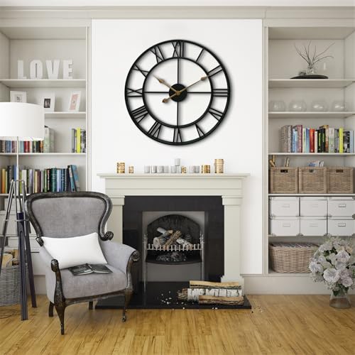 Silent 24 Inch Wall Clock for Living Room Decor