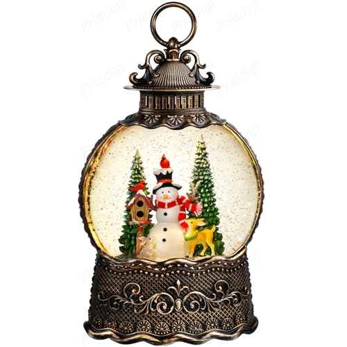 Snowman Snow Globe Christmas Decorations Indoor Deer Cardinal Snowman Gifts Classic Relief Texture Musical Glitter Snowfall USB